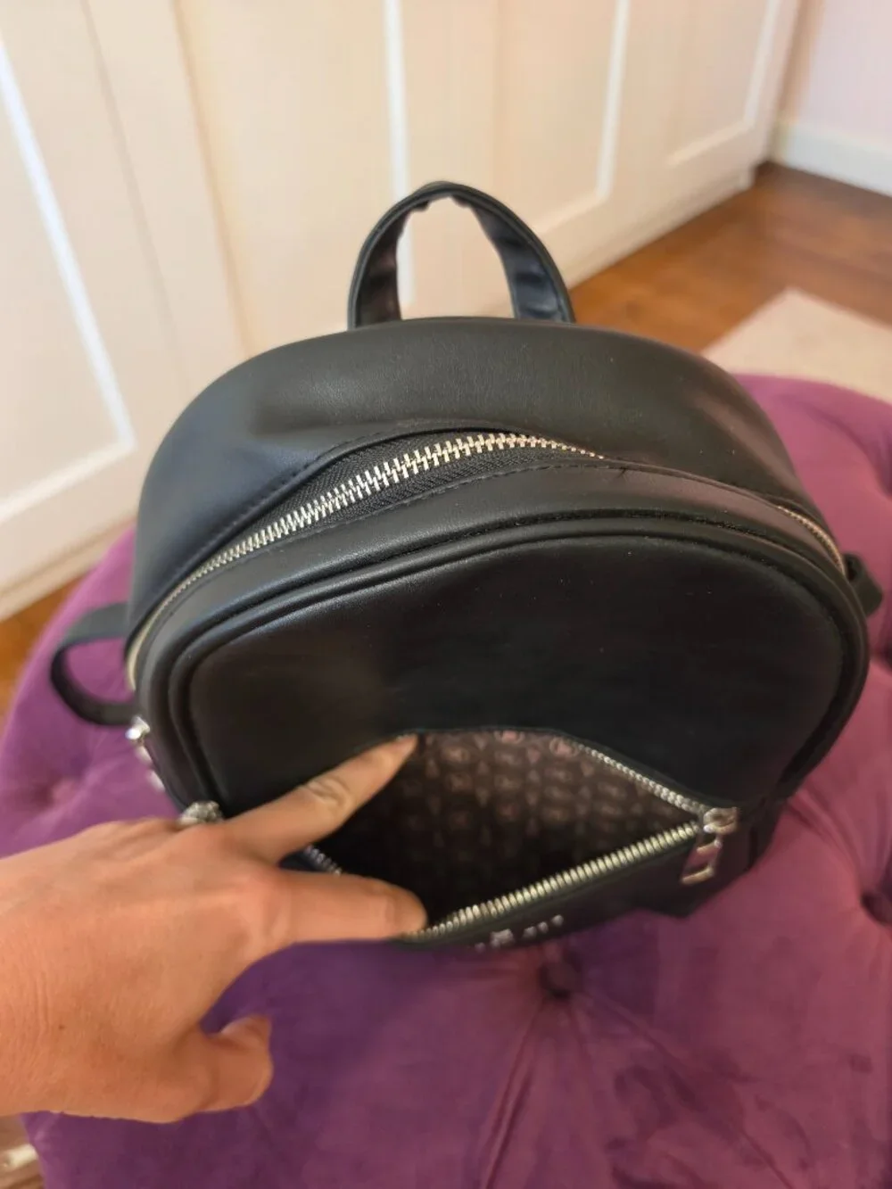 Cute Preppy Black Leather London Fog Collection Backpack For School Or Work NWT